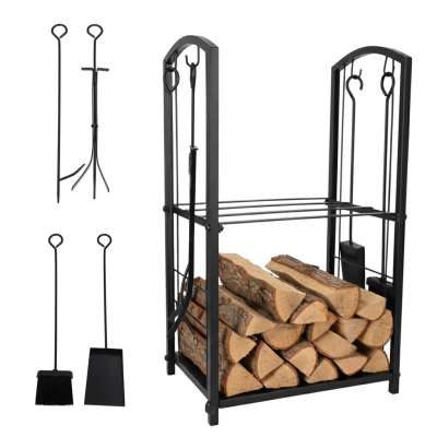 Firewood rack metal shelf fireplace accessories