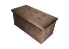 Foldable velour ottoman with under-seat storage 76x38x38 cm brown 2