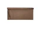 Foldable velour ottoman with under-seat storage 76x38x38 cm brown 3