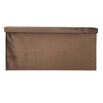 Foldable velour ottoman with under-seat storage 76x38x38 cm brown