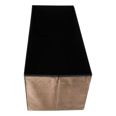 Foldable velour ottoman with under-seat storage 76x38x38 cm brown