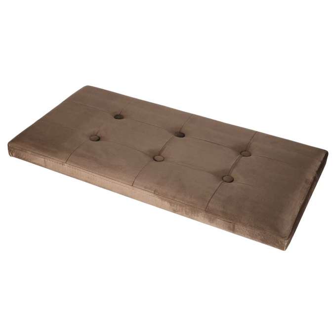 Foldable velour ottoman with under-seat storage 76x38x38 cm brown