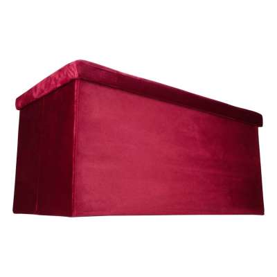Foldable velour ottoman with under-seat storage 76x38x38 cm burgundy