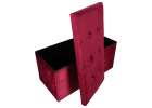 Foldable velour ottoman with under-seat storage 76x38x38 cm burgundy 6