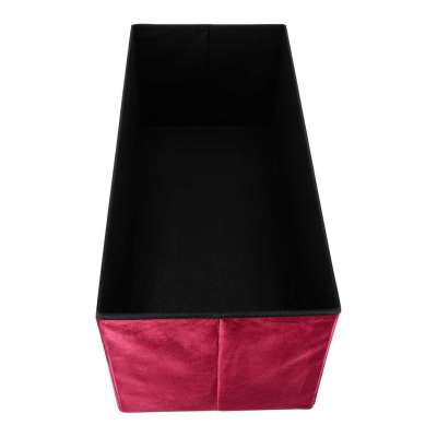 Foldable velour ottoman with under-seat storage 76x38x38 cm burgundy
