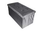 Foldable velour ottoman with under-seat storage 76x38x38 cm gray 2