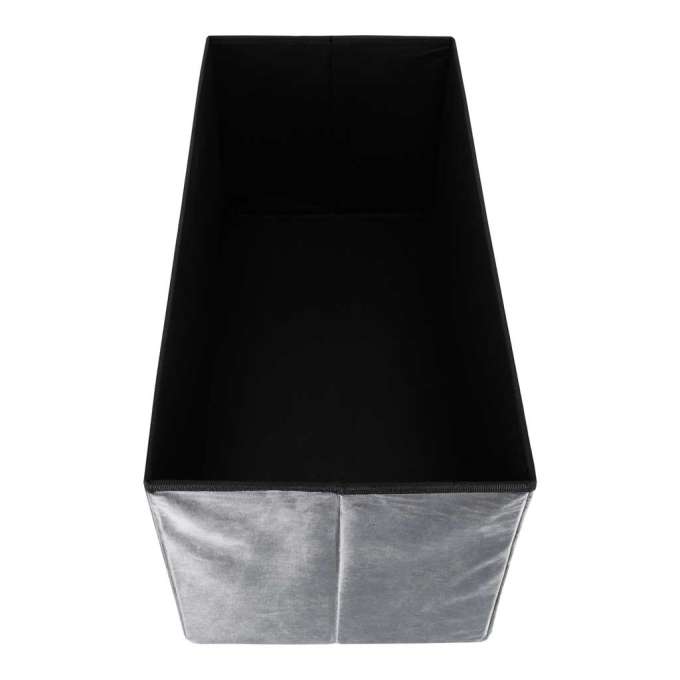 Foldable velour ottoman with under-seat storage 76x38x38 cm gray