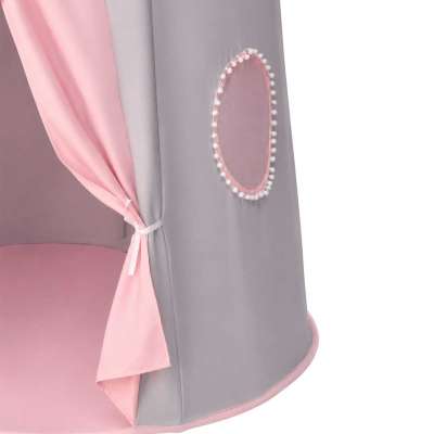 Folding castle playhouse tent for kids' rooms gray and pink