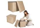 Folding pouf with under-seat storage eco-leather 38x38x36 cm beige 1