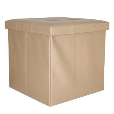 Folding pouf with under-seat storage eco-leather 38x38x36 cm beige