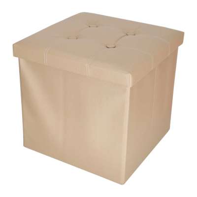 Folding pouf with under-seat storage eco-leather 38x38x36 cm beige