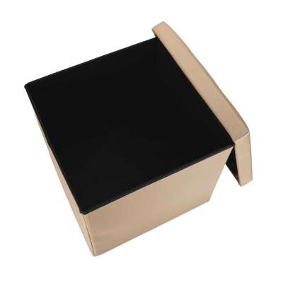 Folding pouf with under-seat storage eco-leather 38x38x36 cm beige
