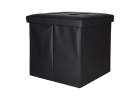 Folding pouf with under-seat storage eco-leather 38x38x36 cm black 2