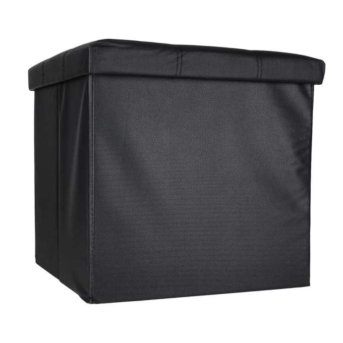 Folding pouf with under-seat storage eco-leather 38x38x36 cm black