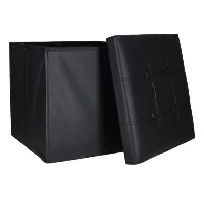Folding pouf with under-seat storage eco-leather 38x38x36 cm black
