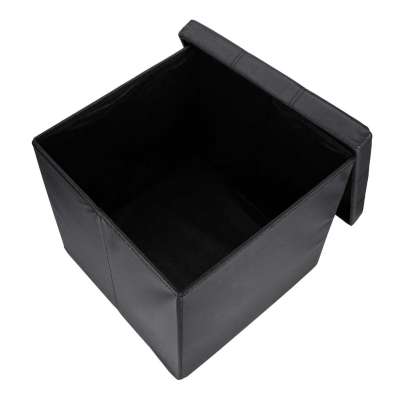 Folding pouf with under-seat storage eco-leather 38x38x36 cm black