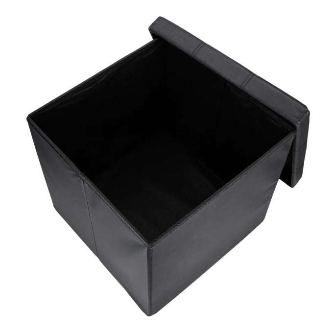 Folding pouf with under-seat storage eco-leather 38x38x36 cm black