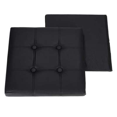 Folding pouf with under-seat storage eco-leather 38x38x36 cm black