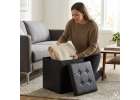 Folding pouf with under-seat storage eco-leather 38x38x36 cm black 11