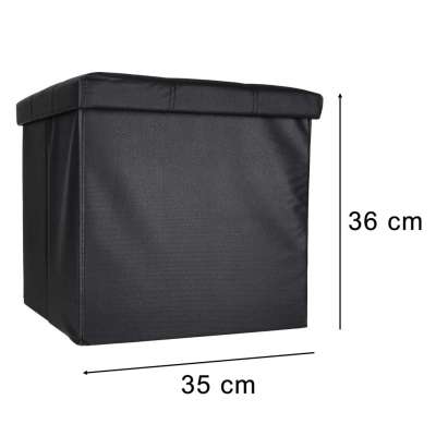 Folding pouf with under-seat storage eco-leather 38x38x36 cm black