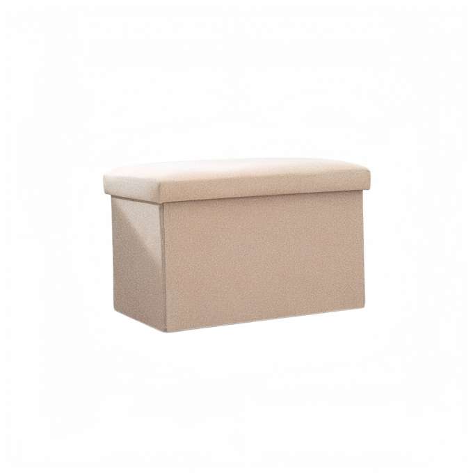 Folding pouffe with storage compartment beige