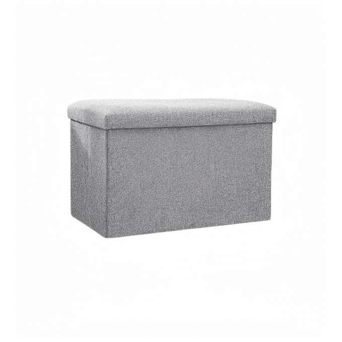 Folding pouffe with storage compartment grey