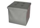 Folding pouffe with storage leather 38x38x36 cm grey 3