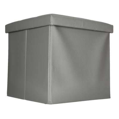 Folding pouffe with storage leather 38x38x36 cm grey