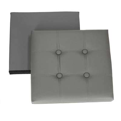 Folding pouffe with storage leather 38x38x36 cm grey