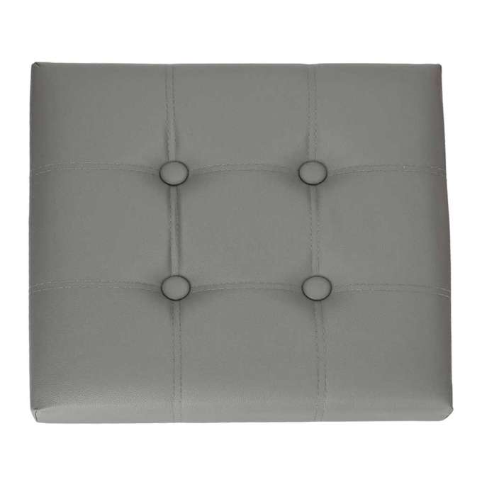 Folding pouffe with storage leather 38x38x36 cm grey