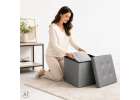 Folding pouffe with storage leather 38x38x36 cm grey 11