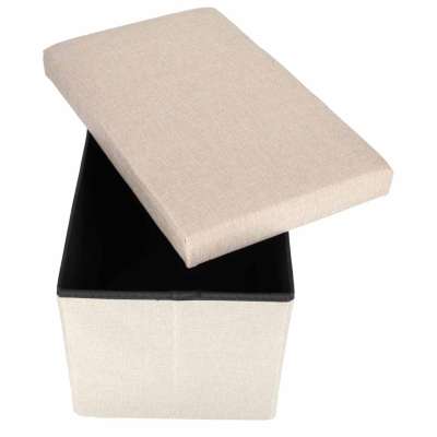 Folding pouffe with storage space 50x31x31cm beige