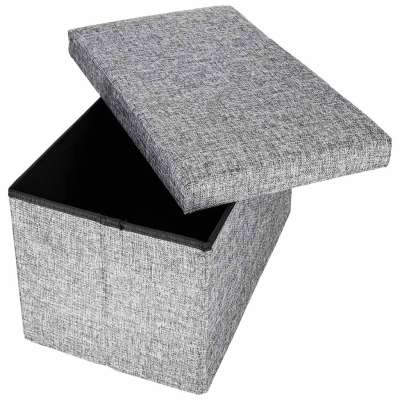 Folding pouffe with storage space 50x31x31cm gray