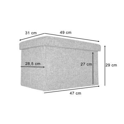 Folding pouffe with storage space 50x31x31cm gray