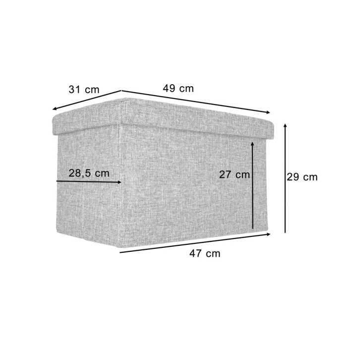 Folding pouffe with storage space 50x31x31cm gray