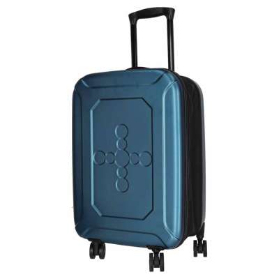 Folding travel case on wheels 45l blue