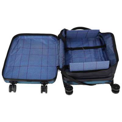 Folding travel case on wheels 45l blue