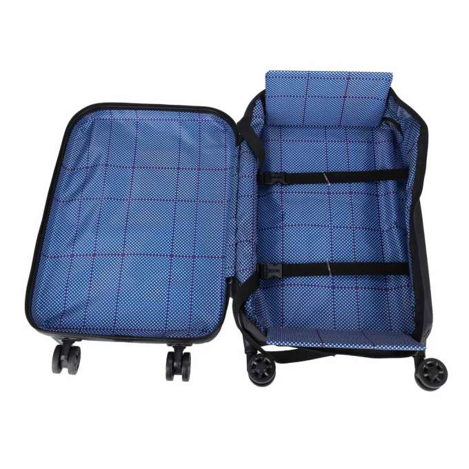 Folding travel case on wheels 45l blue