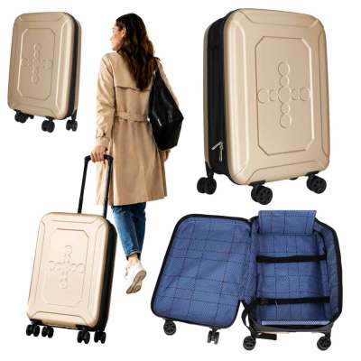Folding travel case on wheels 45l champagne