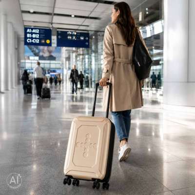 Folding travel case on wheels 45l champagne