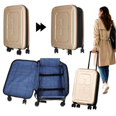 Folding travel case on wheels 45l champagne