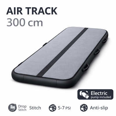 Gymnastic mattress exercise path acrobatic pump 300x100x10cm gray