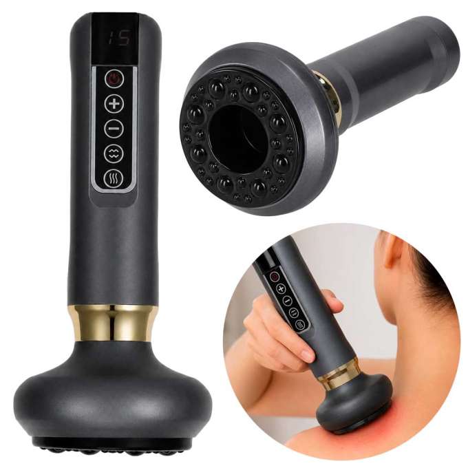 Handheld electric Chinese cupping massager USB 12 levels grey