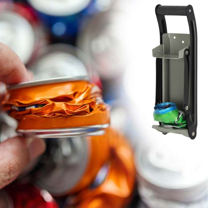 Hanging crusher can crusher with handle bottle opener
