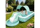 Inflatable garden pool for kids with slide canopy and pump 13