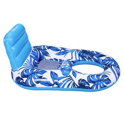 Inflatable swimming mattress deck chair with backrest