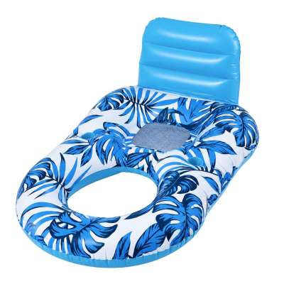 Inflatable swimming mattress deck chair with backrest