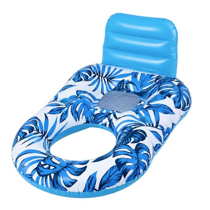 Inflatable swimming mattress deck chair with backrest