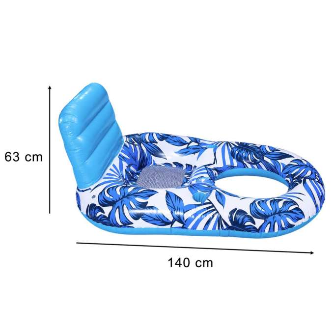 Inflatable swimming mattress deck chair with backrest