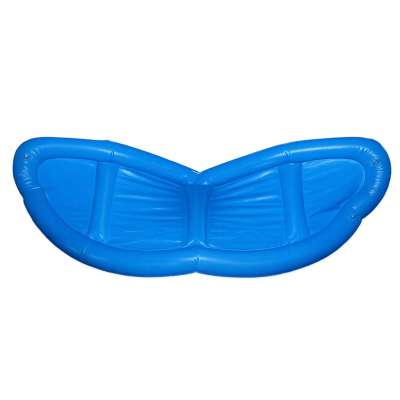 Inflatable swimming mattress deck chair with backrest and canopy blue